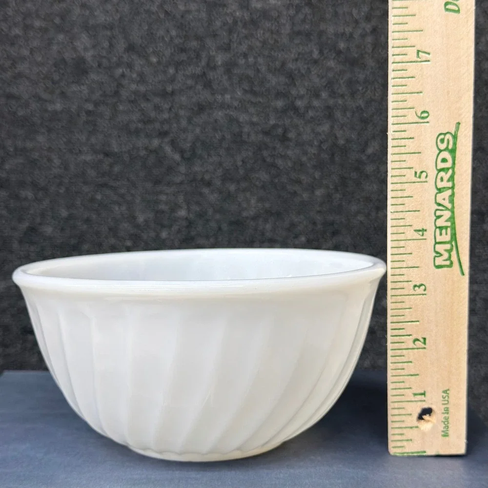 Vintage Fire-King Milk Glass Swirl Mixing Bowl White Anchor Hocking Ovenware 7in